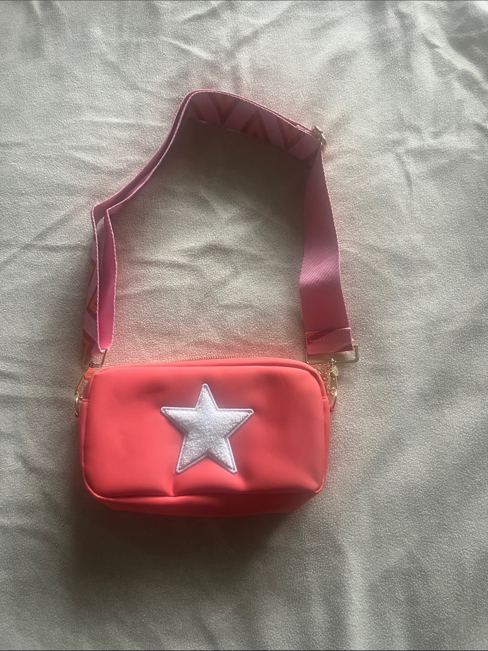 Bloc Bag:  Star Appliqué Nylon Crossbody with Strap